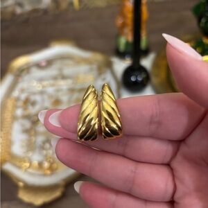 Vintage Monet Gold Twisted Hoop Earrings